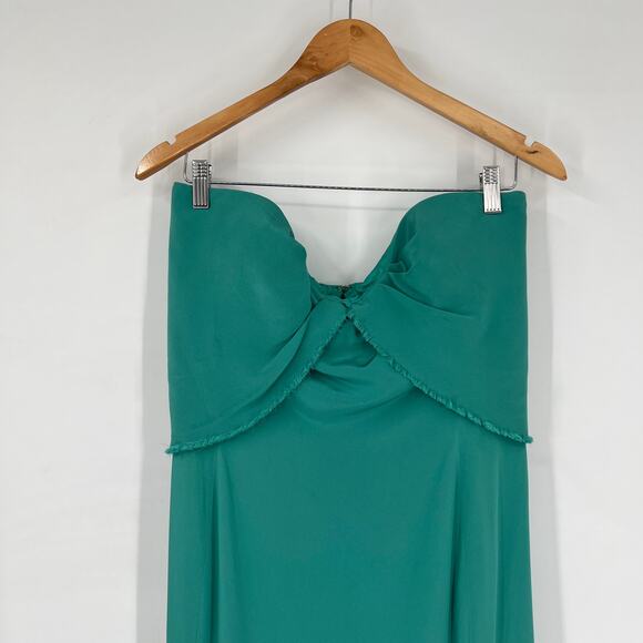 Kevan Hall Green Strapless Satin Gown Women's Size 10 - Picture 5 of 6